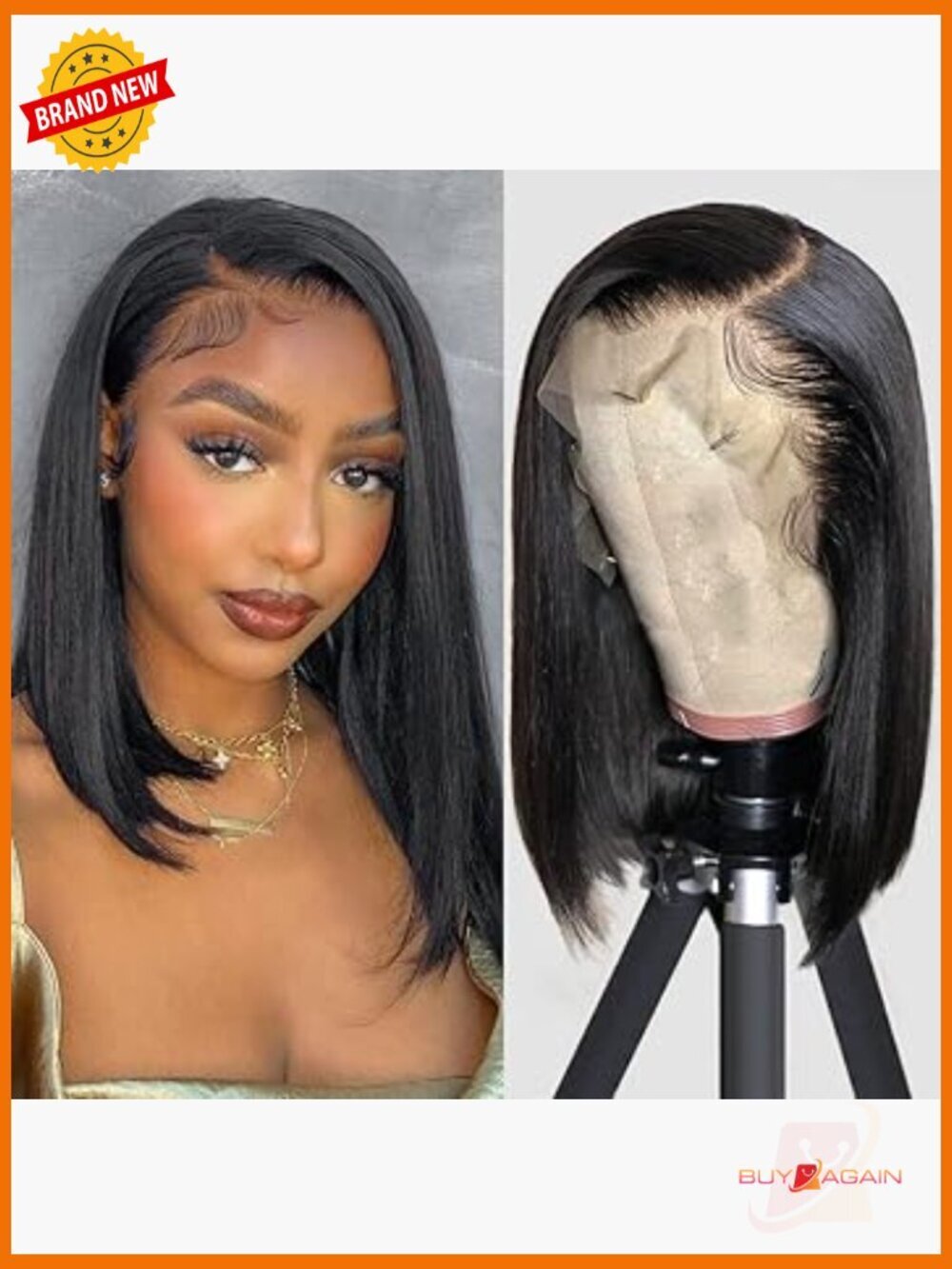 12 Inch Straight Bob Wig Human Hair Lace Front Wig 150% Density Pre Plucked